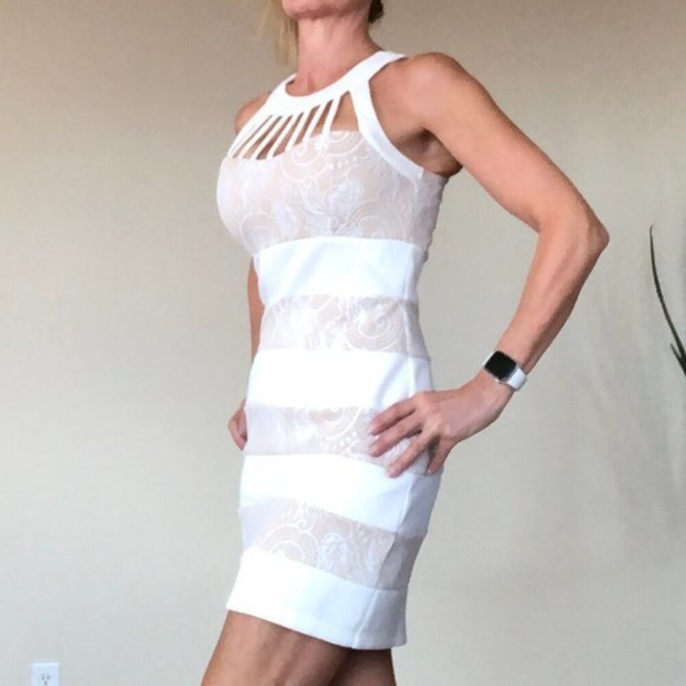 Trixxi Sleeveless Dress Racer Back Lace Inserts Cut Out Neckline Dress Size 7